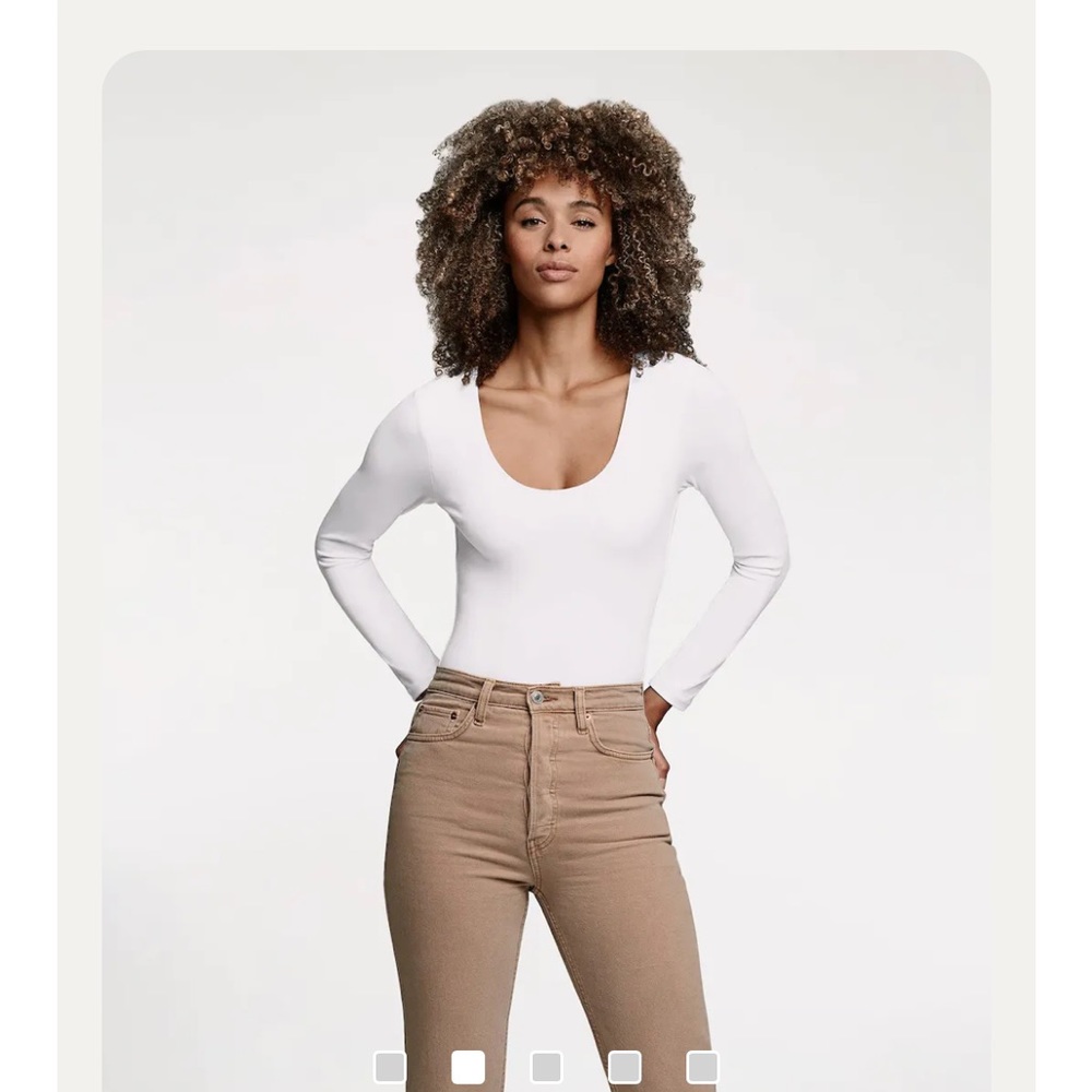 NWOT white scoop neck nuuds bodysuit xs